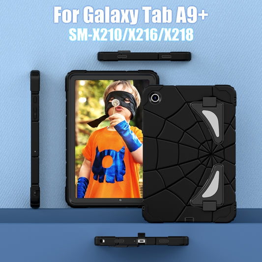 For Samsung Galaxy Tab A11+ / A9+ Spider Silicone Hybrid PC Shockproof Tablet Case(Black) by bashfashion