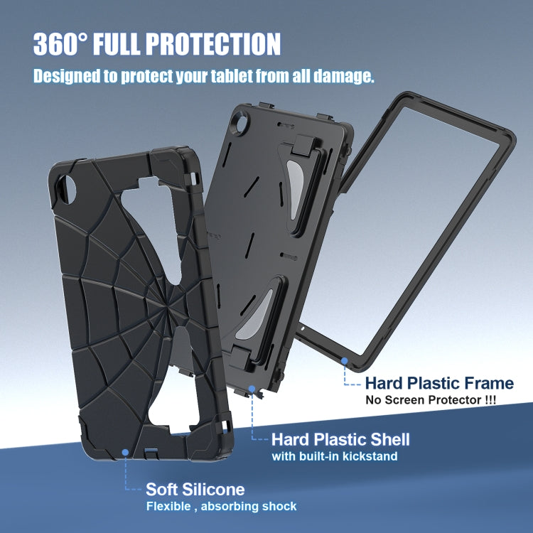 For Samsung Galaxy Tab A11+ / A9+ Spider Silicone Hybrid PC Shockproof Tablet Case(Black) by bashfashion