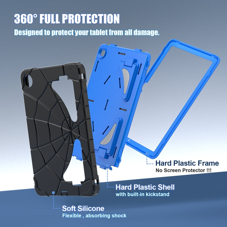 For Samsung Galaxy Tab A11+ / A9+ Spider Silicone Hybrid PC Shockproof Tablet Case(Black Blue) by bashfashion