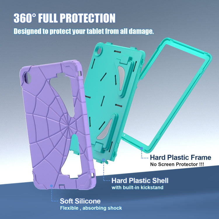 For Samsung Galaxy Tab A11+ / A9+ Spider Silicone Hybrid PC Shockproof Tablet Case(Purple Green) by bashfashion