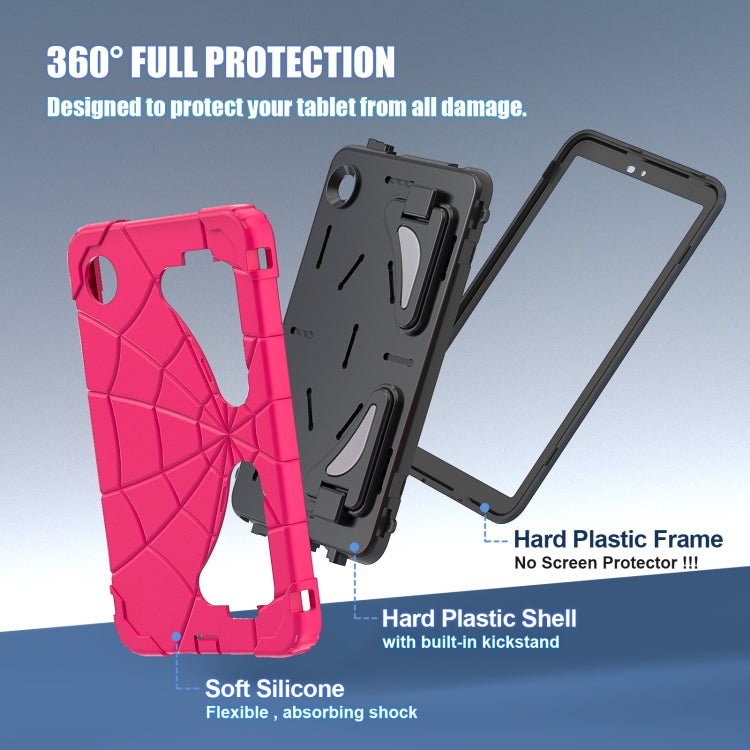 For Samsung Galaxy Tab A9 Spider Silicone Hybrid PC Shockproof Tablet Case(Strawberry Black) by bashfashion