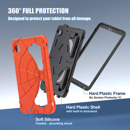 For Samsung Galaxy Tab A9 Spider Silicone Hybrid PC Shockproof Tablet Case(Orange Black) by bashfashion