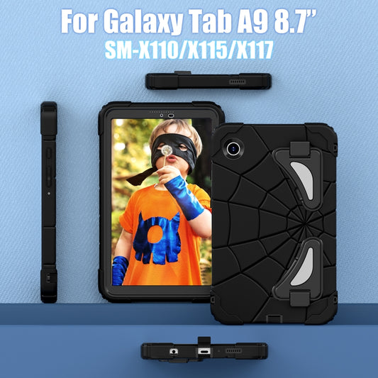 For Samsung Galaxy Tab A9 Spider Silicone Hybrid PC Shockproof Tablet Case(Black) by bashfashion