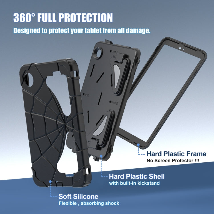 For Samsung Galaxy Tab A9 Spider Silicone Hybrid PC Shockproof Tablet Case(Black) by bashfashion