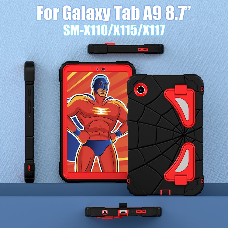 For Samsung Galaxy Tab A9 Spider Silicone Hybrid PC Shockproof Tablet Case(Black Red) by bashfashion