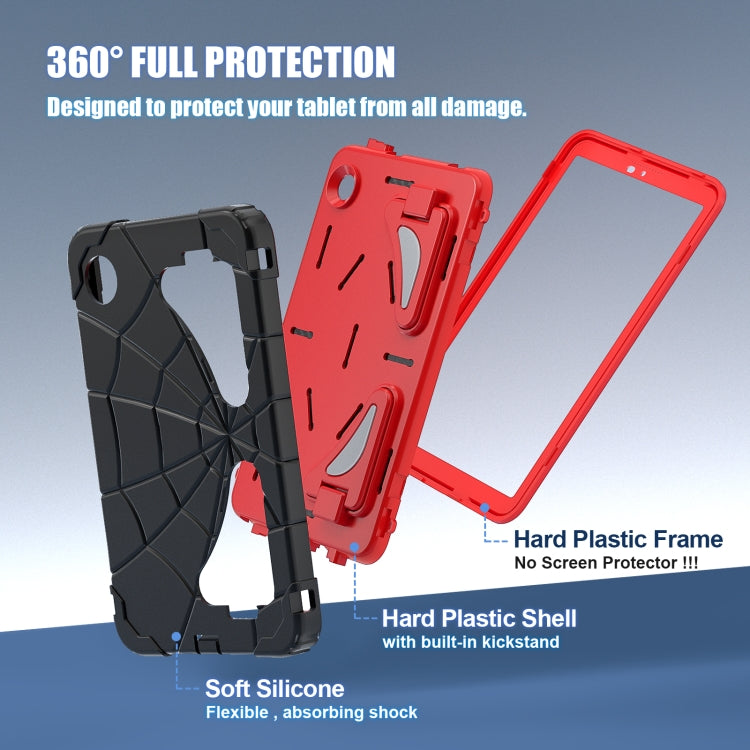 For Samsung Galaxy Tab A9 Spider Silicone Hybrid PC Shockproof Tablet Case(Black Red) by bashfashion