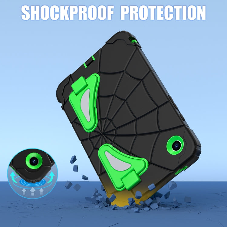 For Samsung Galaxy Tab A9 Spider Silicone Hybrid PC Shockproof Tablet Case(Black Green) by bashfashion