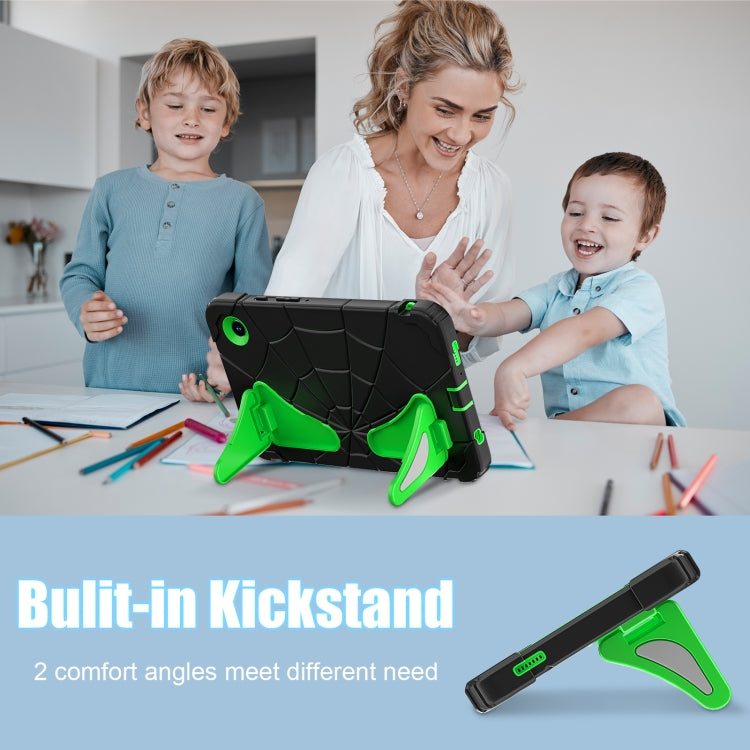 For Samsung Galaxy Tab A9 Spider Silicone Hybrid PC Shockproof Tablet Case(Black Green) by bashfashion