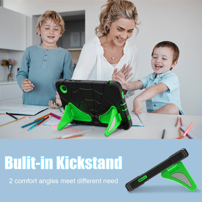 For Samsung Galaxy Tab A9 Spider Silicone Hybrid PC Shockproof Tablet Case(Black Green) by bashfashion