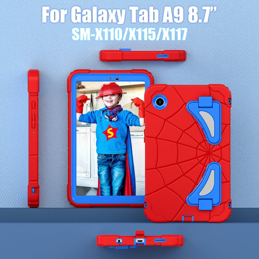 For Samsung Galaxy Tab A9 Spider Silicone Hybrid PC Shockproof Tablet Case(Red Blue) by bashfashion