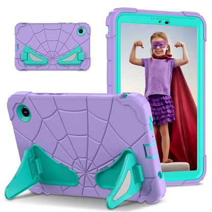 For Samsung Galaxy Tab A9 Spider Silicone Hybrid PC Shockproof Tablet Case(Purple Green) by bashfashion