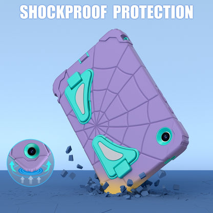 For Samsung Galaxy Tab A9 Spider Silicone Hybrid PC Shockproof Tablet Case(Purple Green) by bashfashion