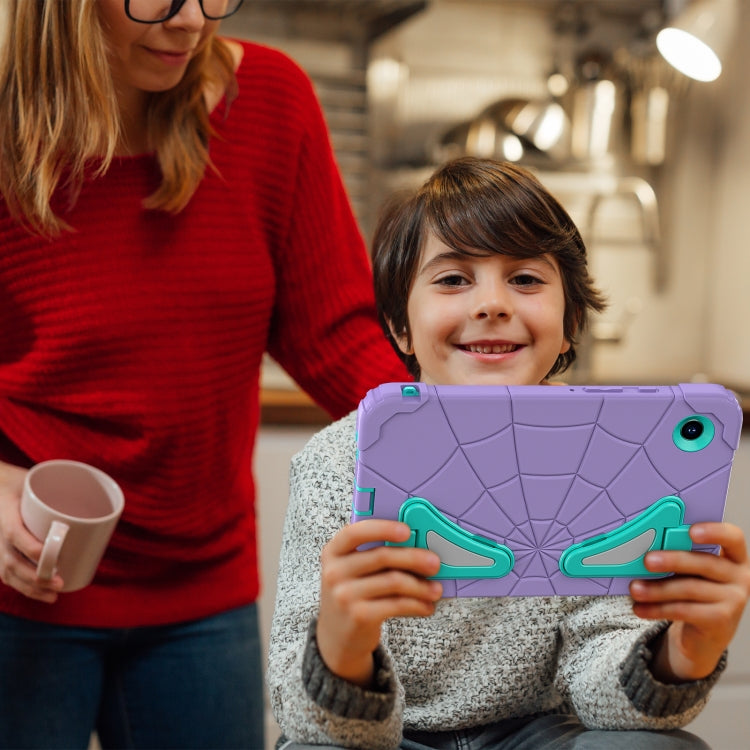 For Samsung Galaxy Tab A9 Spider Silicone Hybrid PC Shockproof Tablet Case(Purple Green) by bashfashion