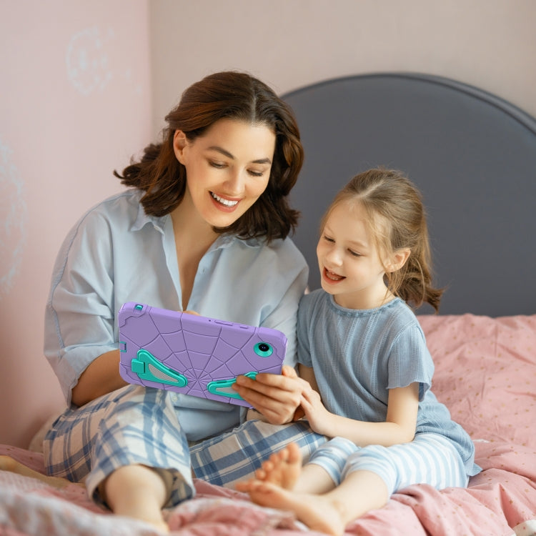 For Samsung Galaxy Tab A9 Spider Silicone Hybrid PC Shockproof Tablet Case(Purple Green) by bashfashion