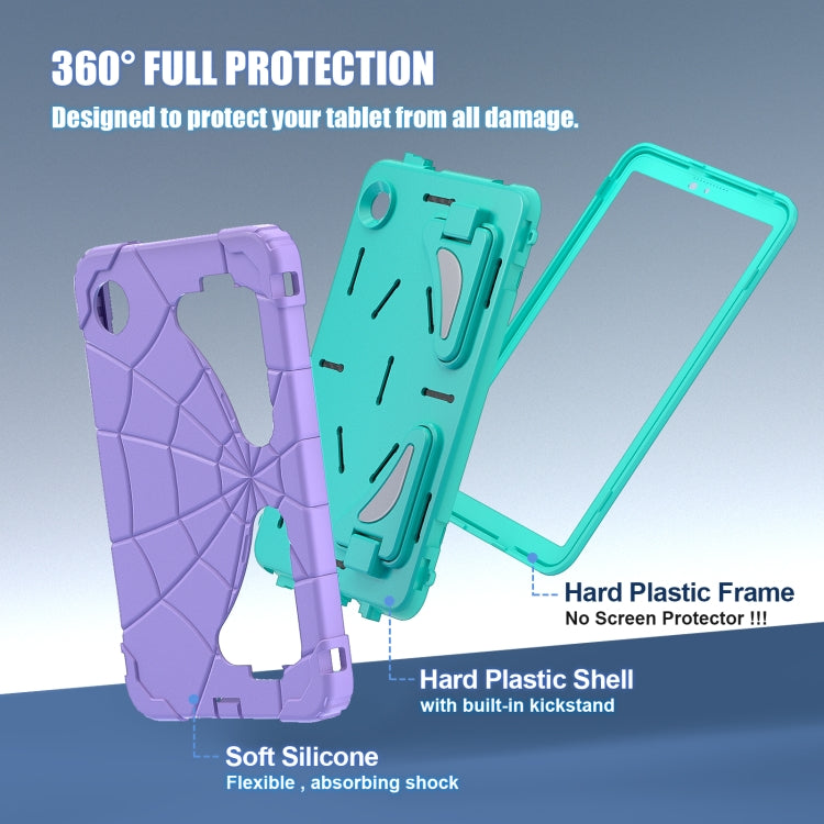 For Samsung Galaxy Tab A9 Spider Silicone Hybrid PC Shockproof Tablet Case(Purple Green) by bashfashion