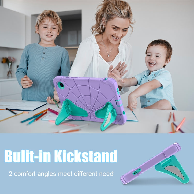 For Samsung Galaxy Tab A9 Spider Silicone Hybrid PC Shockproof Tablet Case(Purple Green) by bashfashion