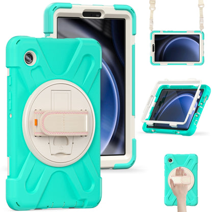 For Samsung Galaxy Tab A9 Rotary Handle Grab TPU + PC Tablet Case(Green) by bashfashion