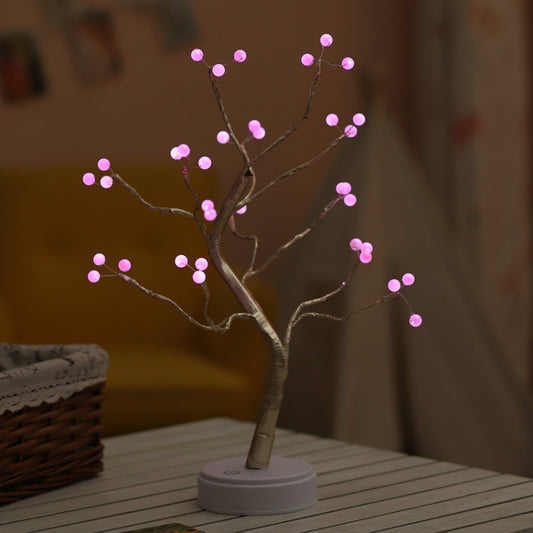 36 LEDs Pearl Tree Copper Wire Table Lamp Creative Decoration Touch Control Night Light (Pink Light) by bashfashion