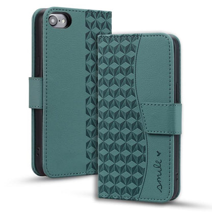 For iPhone 16e Business Diamond Buckle Leather Phone Case with Lanyard(Green) by bashfashion