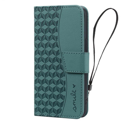 For iPhone 16e Business Diamond Buckle Leather Phone Case with Lanyard(Green) by bashfashion