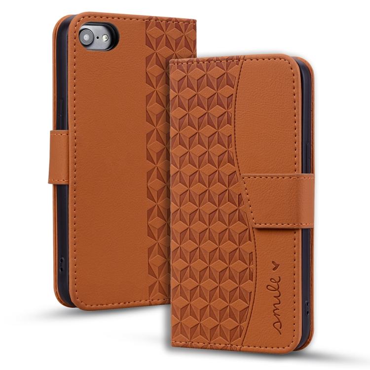 For iPhone 16e Business Diamond Buckle Leather Phone Case with Lanyard(Brown) by bashfashion