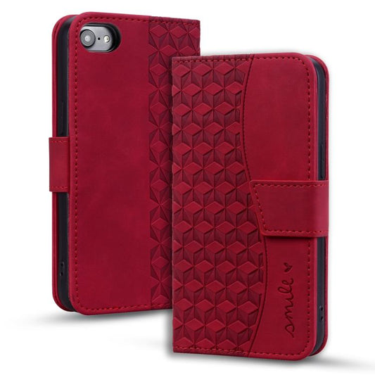 For iPhone 16e Business Diamond Buckle Leather Phone Case with Lanyard(Wine Red) by bashfashion