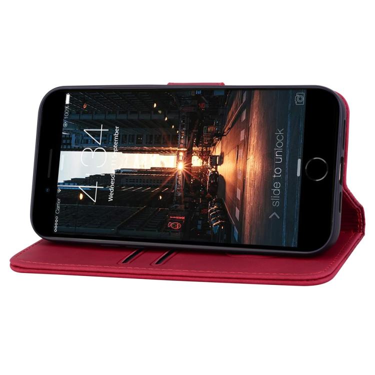 For iPhone 16e Business Diamond Buckle Leather Phone Case with Lanyard(Wine Red) by bashfashion