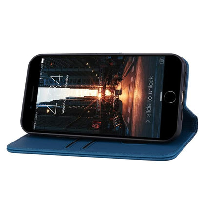 For iPhone 16e Business Diamond Buckle Leather Phone Case with Lanyard(Royal Blue) by bashfashion