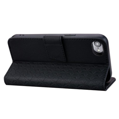 For iPhone 16e Business Diamond Buckle Leather Phone Case with Lanyard(Black) by bashfashion