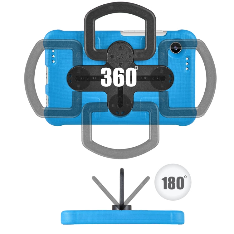 For Samsung Galaxy Tab A9 / A11 Shield 360 Rotation Handle EVA Shockproof PC Tablet Case(Blue Black) by bashfashion