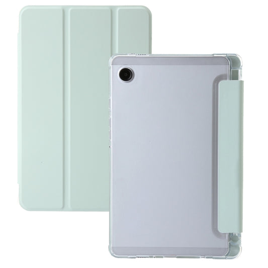 For Samsung Galaxy Tab A11 / A9 3-Fold Clear Acrylic Leather Tablet Case(Green) by bashfashion