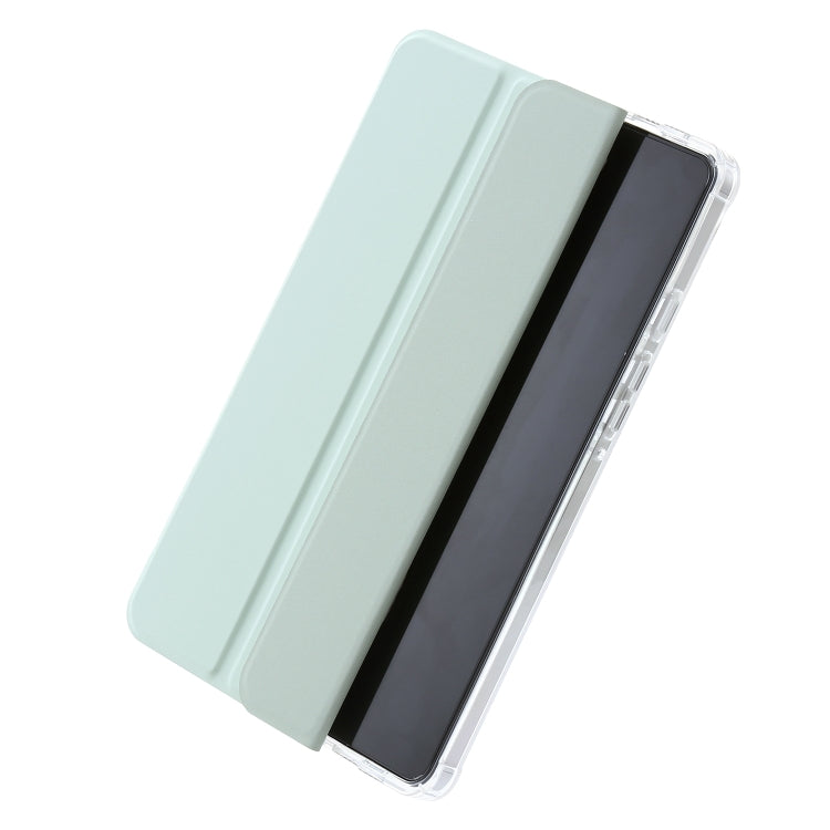 For Samsung Galaxy Tab A11 / A9 3-Fold Clear Acrylic Leather Tablet Case(Green) by bashfashion