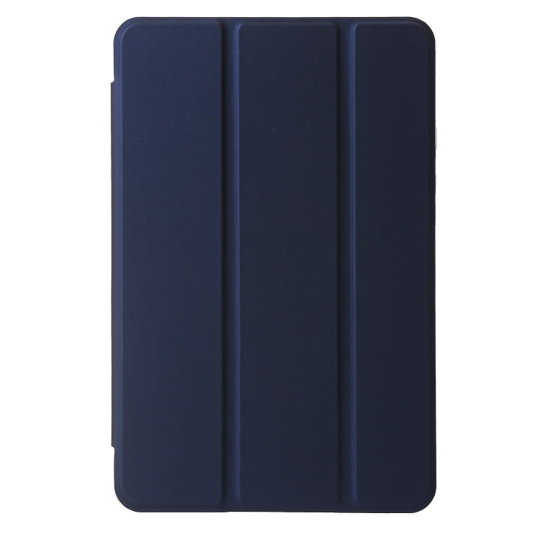 For Samsung Galaxy Tab A11 / A9 3-Fold Clear Acrylic Leather Tablet Case(Dark Blue) by bashfashion