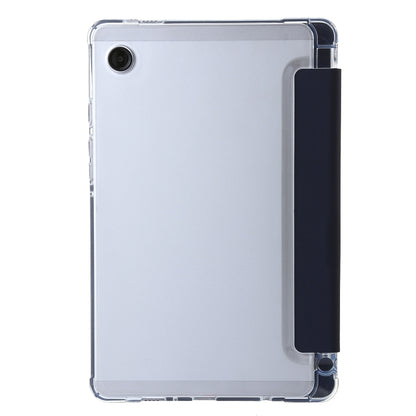 For Samsung Galaxy Tab A11 / A9 3-Fold Clear Acrylic Leather Tablet Case(Dark Blue) by bashfashion