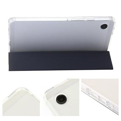 For Samsung Galaxy Tab A11 / A9 3-Fold Clear Acrylic Leather Tablet Case(Dark Blue) by bashfashion