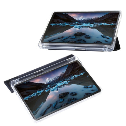 For Samsung Galaxy Tab A11 / A9 3-Fold Clear Acrylic Leather Tablet Case(Dark Blue) by bashfashion