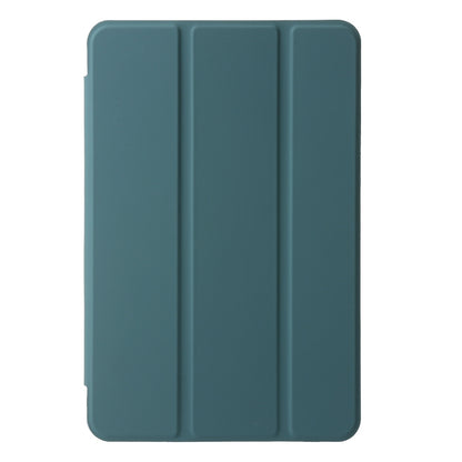 For Samsung Galaxy Tab A11 / A9 3-Fold Clear Acrylic Leather Tablet Case(Deep Green) by bashfashion