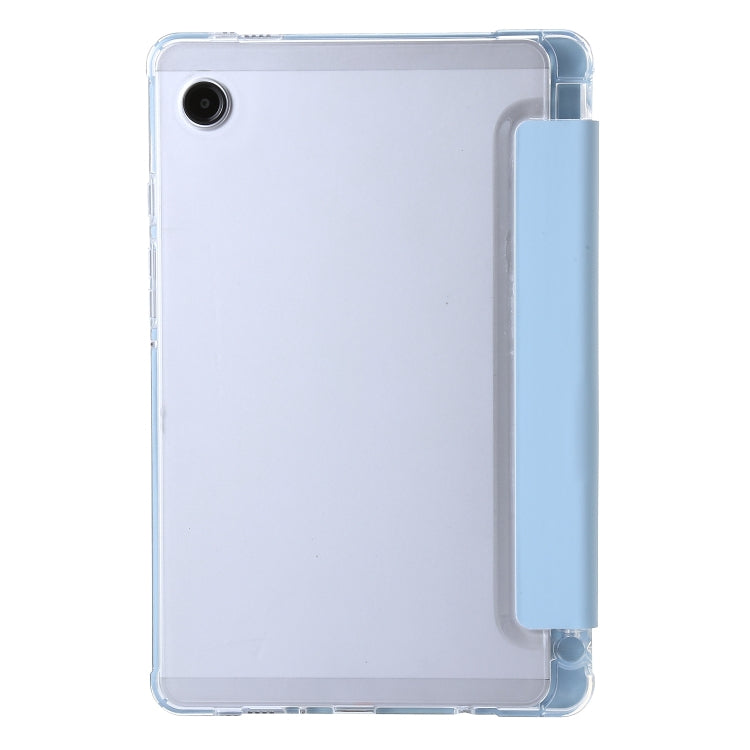 For Samsung Galaxy Tab A11 / A9 3-Fold Clear Acrylic Leather Tablet Case(Ice Blue) by bashfashion