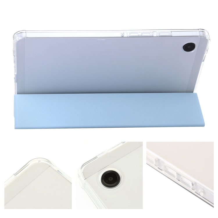 For Samsung Galaxy Tab A11 / A9 3-Fold Clear Acrylic Leather Tablet Case(Ice Blue) by bashfashion
