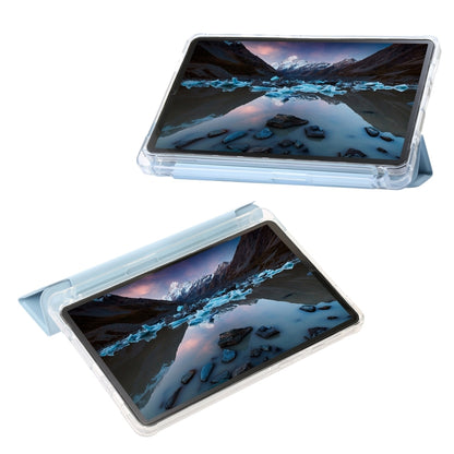 For Samsung Galaxy Tab A11 / A9 3-Fold Clear Acrylic Leather Tablet Case(Ice Blue) by bashfashion