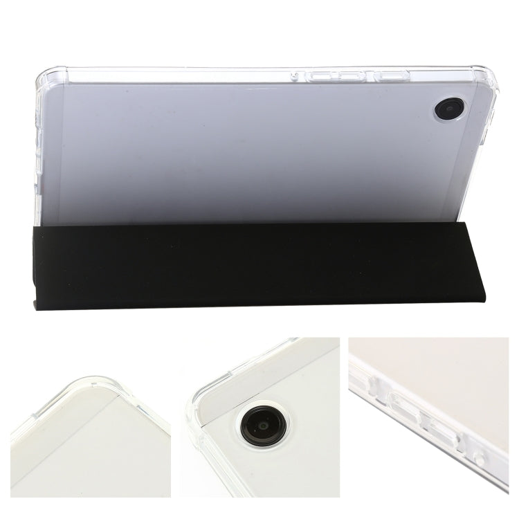 For Samsung Galaxy Tab A11 / A9 3-Fold Clear Acrylic Leather Tablet Case(Black) by bashfashion