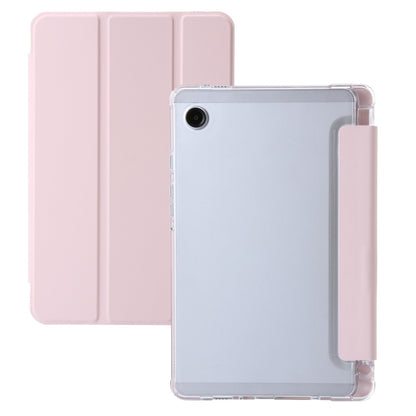 For Samsung Galaxy Tab A11 / A9 3-Fold Clear Acrylic Leather Tablet Case(Pink) by bashfashion