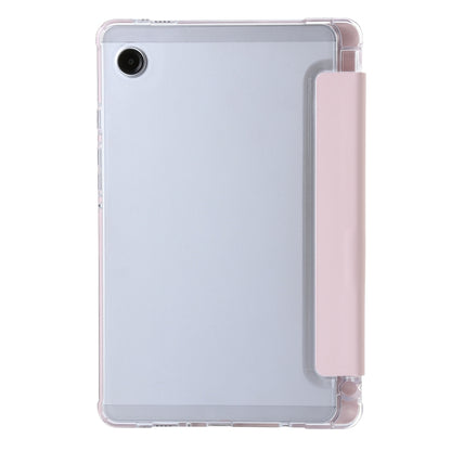 For Samsung Galaxy Tab A11 / A9 3-Fold Clear Acrylic Leather Tablet Case(Pink) by bashfashion