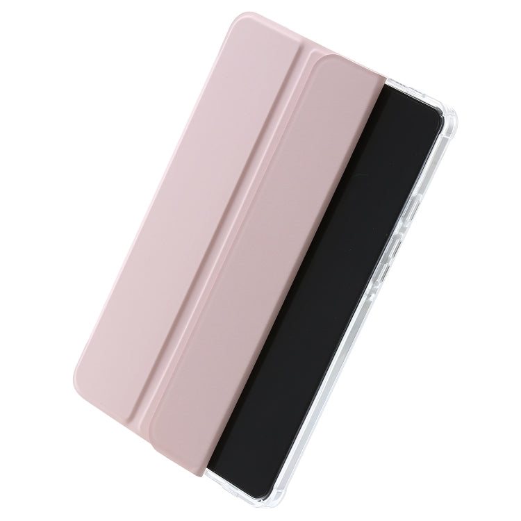 For Samsung Galaxy Tab A11 / A9 3-Fold Clear Acrylic Leather Tablet Case(Pink) by bashfashion