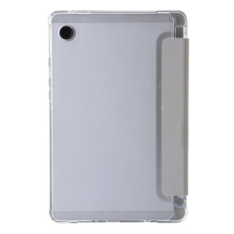 For Samsung Galaxy Tab A11 / A9 3-Fold Clear Acrylic Leather Tablet Case(Grey) by bashfashion