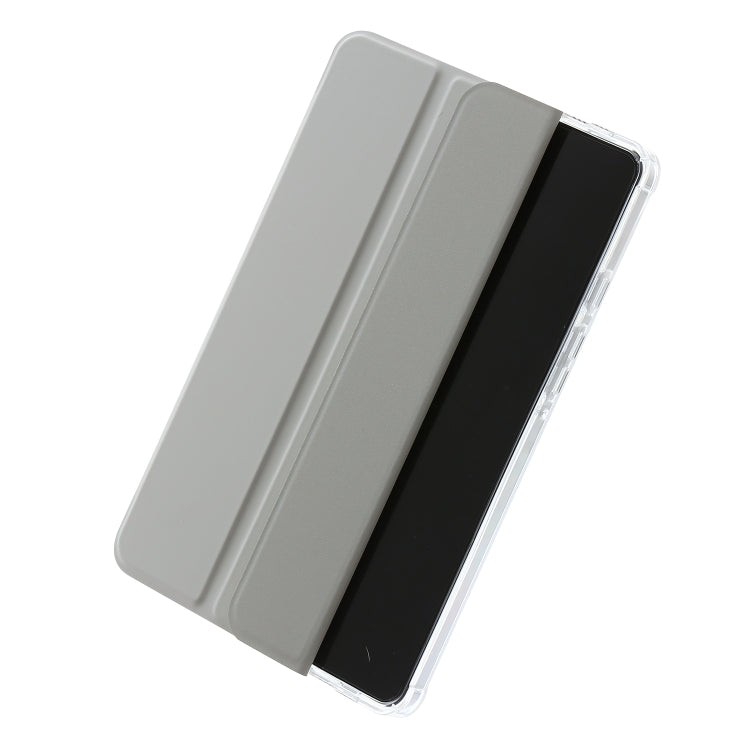 For Samsung Galaxy Tab A11 / A9 3-Fold Clear Acrylic Leather Tablet Case(Grey) by bashfashion