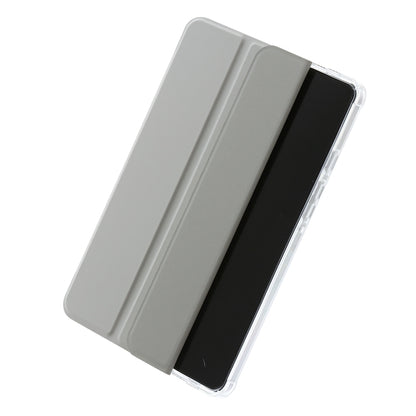 For Samsung Galaxy Tab A11 / A9 3-Fold Clear Acrylic Leather Tablet Case(Grey) by bashfashion