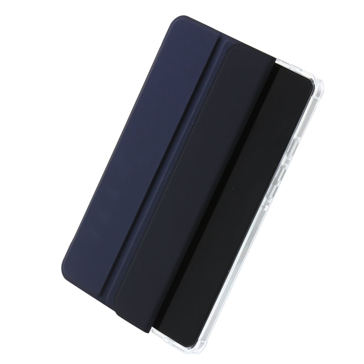 For Samsung Galaxy Tab A9+ 3-Fold Clear Acrylic Leather Tablet Case(Dark Blue) by bashfashion