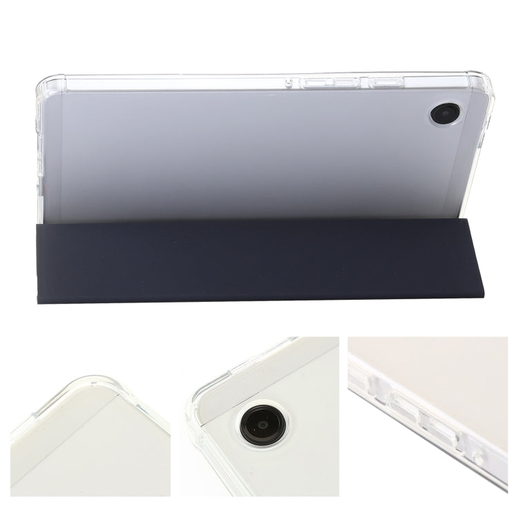 For Samsung Galaxy Tab A9+ 3-Fold Clear Acrylic Leather Tablet Case(Dark Blue) by bashfashion
