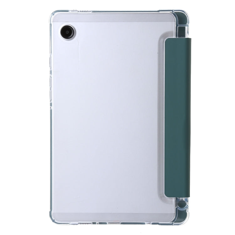 For Samsung Galaxy Tab A9+ 3-Fold Clear Acrylic Leather Tablet Case(Deep Green) by bashfashion